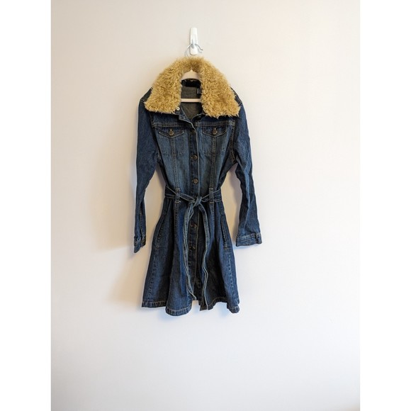 Kids Y2K Xhilaration Fur Collar Coat Penny Lane Size 7/8